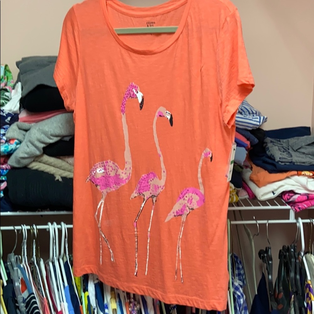 Coral flamingo tee